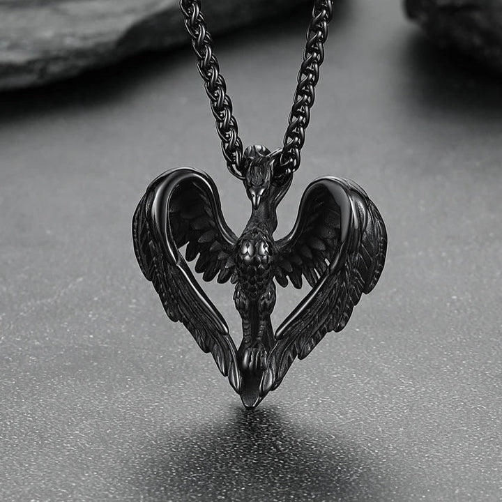 Vintage Phoenix Heart Pendant Necklace for Men