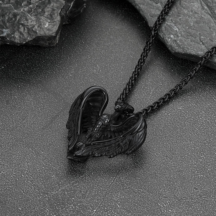 Vintage Phoenix Heart Pendant Necklace for Men