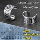 Norse Viking Runes Ear Cuff Earrings for Men in Sterling Silver 7
