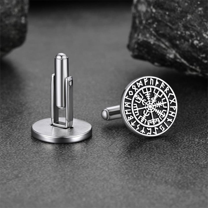 Nordic Viking Compass Cufflinks for Men