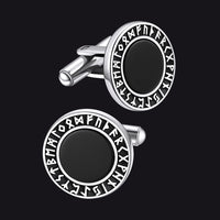 Men's Black Onyx Cufflinks with Viking Rune