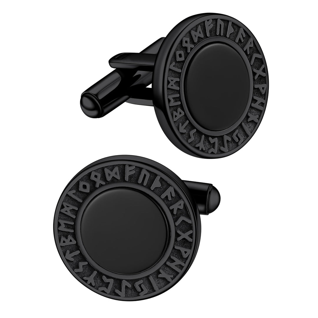 Men's Black Onyx Cufflinks with Viking Rune