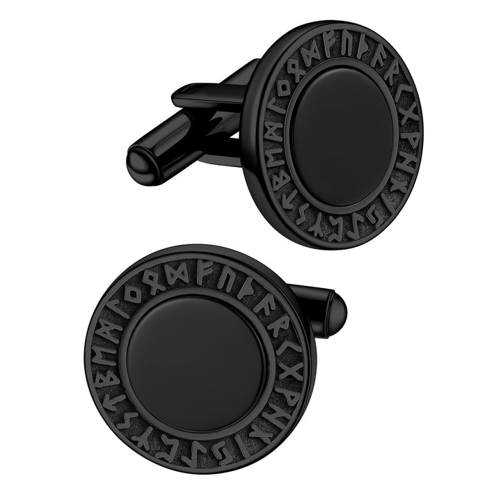 Men's Black Onyx Cufflinks with Viking Rune