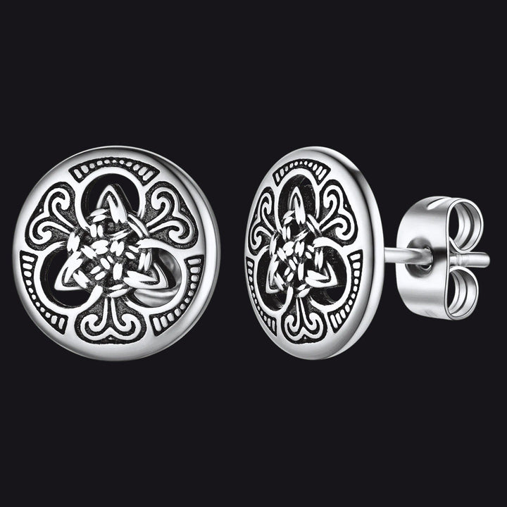 Round Irish Celtic Knot Stud Earrings For Men