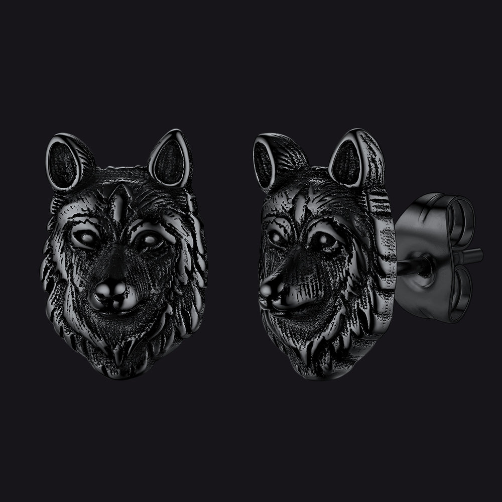 Norse Viking Wolf Stud Earrings For Men