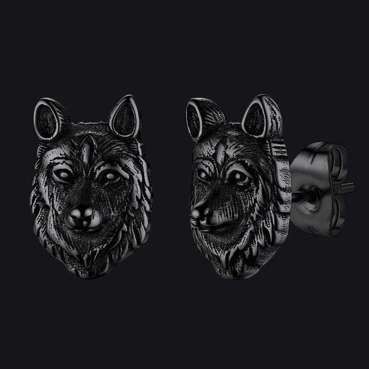 Norse Viking Wolf Stud Earrings For Men