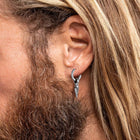 Viking Earrings for Men – Arrowhead Spear Gungnir Drop Hoop Earrings 3
