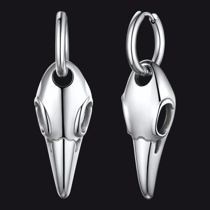 Gothic Raven Skull Dangle Hoop Earrings for Men Women