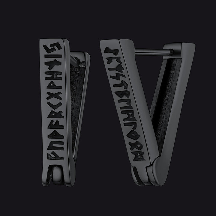 Norse Viking Runes Hoop Huggie Earrings For Men Women