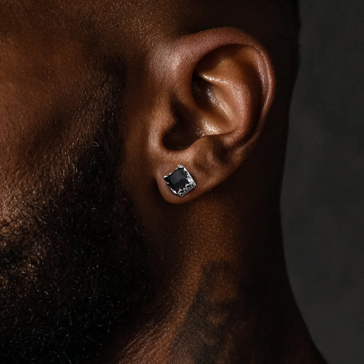 Celtic Diamond Stud Earrings in Sterling Silver for Men Women
