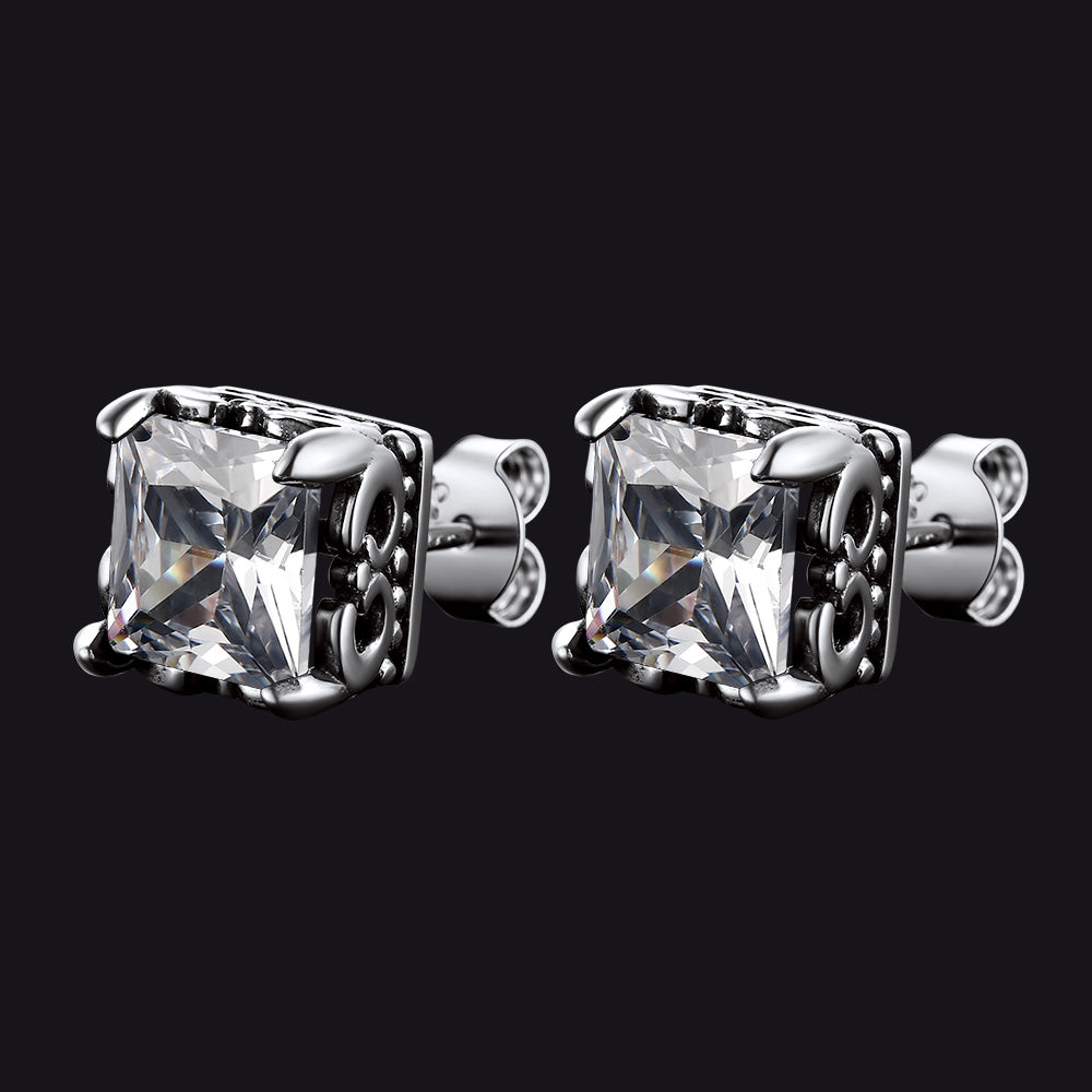Celtic Diamond Stud Earrings in Sterling Silver for Men Women