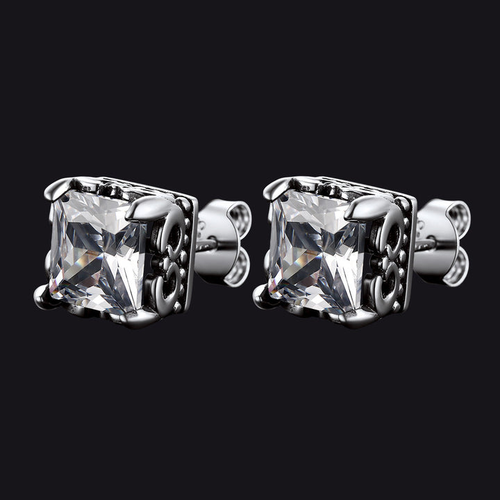 Celtic Diamond Stud Earrings in Sterling Silver for Men Women