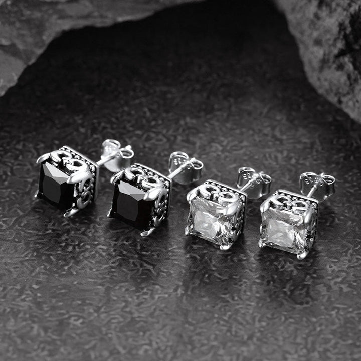 Celtic Diamond Stud Earrings in Sterling Silver for Men Women