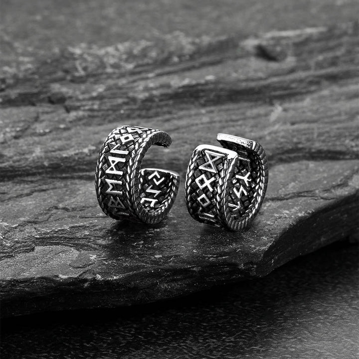 Viking Runes Ear Cuff Clip-On Earrings for Men Women