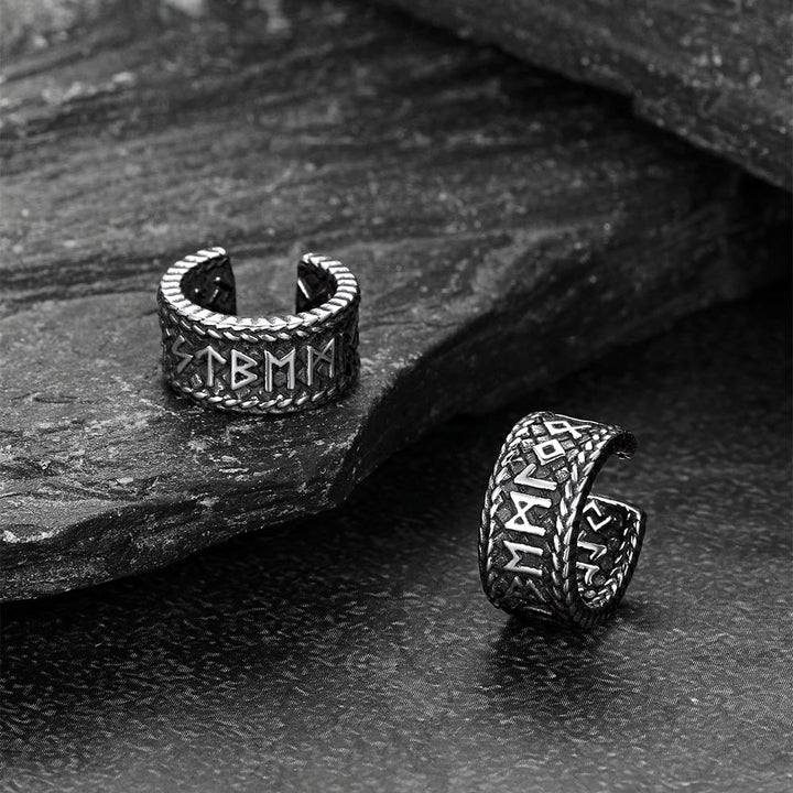 Viking Runes Ear Cuff Clip-On Earrings for Men Women
