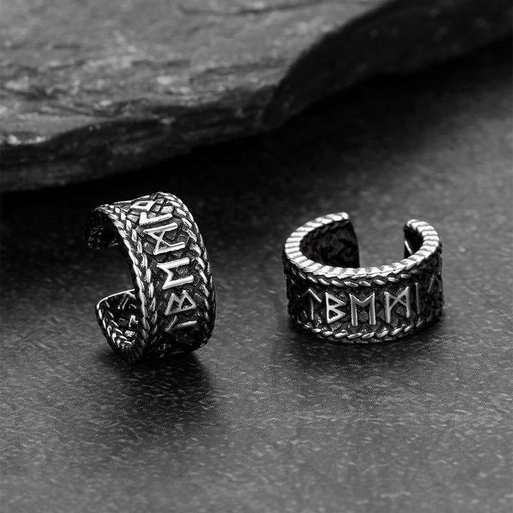 Viking Runes Ear Cuff Clip-On Earrings for Men Women