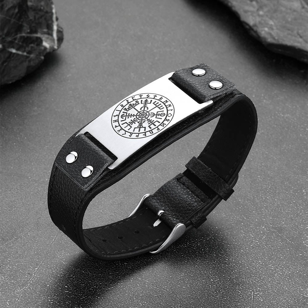 Flash Sale Norse Viking Compass Leather Bracelet Wristband For Men Son