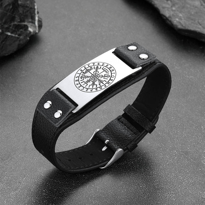 Flash Sale Norse Viking Compass Leather Bracelet Wristband For Men Son