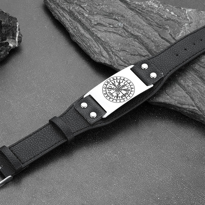 Flash Sale Norse Viking Compass Leather Bracelet Wristband For Men Son