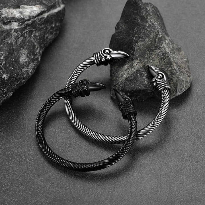 FaithHeart Viking Raven Cuff Bracelet Bangle for Men