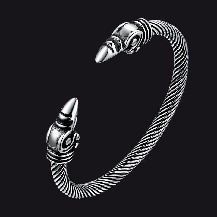 FaithHeart Viking Raven Cuff Bracelet Bangle for Men