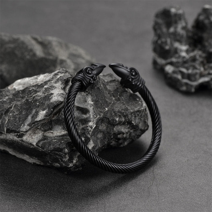 FaithHeart Viking Raven Cuff Bracelet Bangle for Men