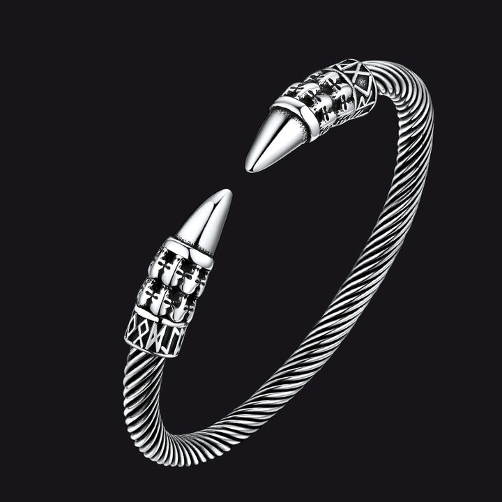 Viking Runes Skull Arm Ring Dangle Bracelet for Men