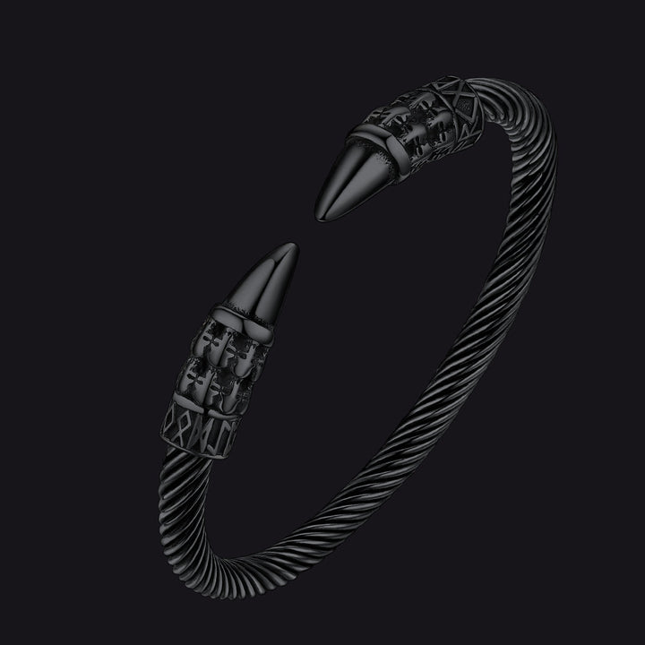 Viking Runes Skull Arm Ring Dangle Bracelet for Men