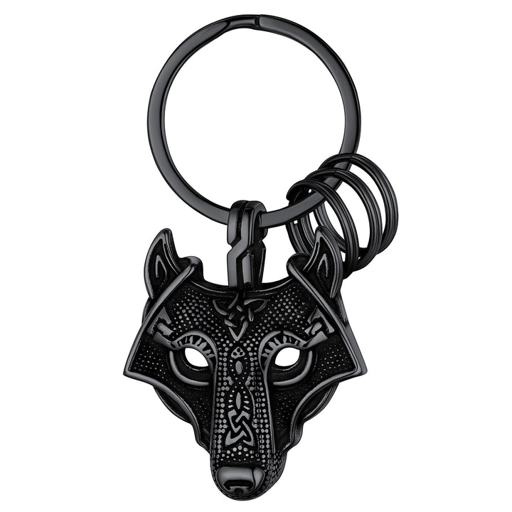 Viking Wolf Head Keychain Amulet for Men