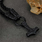 Viking Thor's Hammer Mjolnir Necklace For Men With Wolf Chain 6