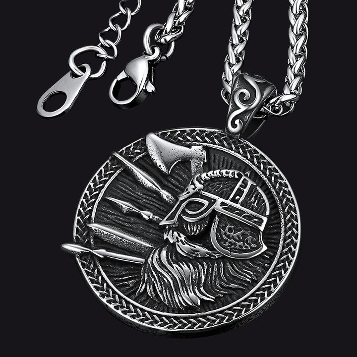 Norse Viking Odin Warrior Pendant Necklace for Men