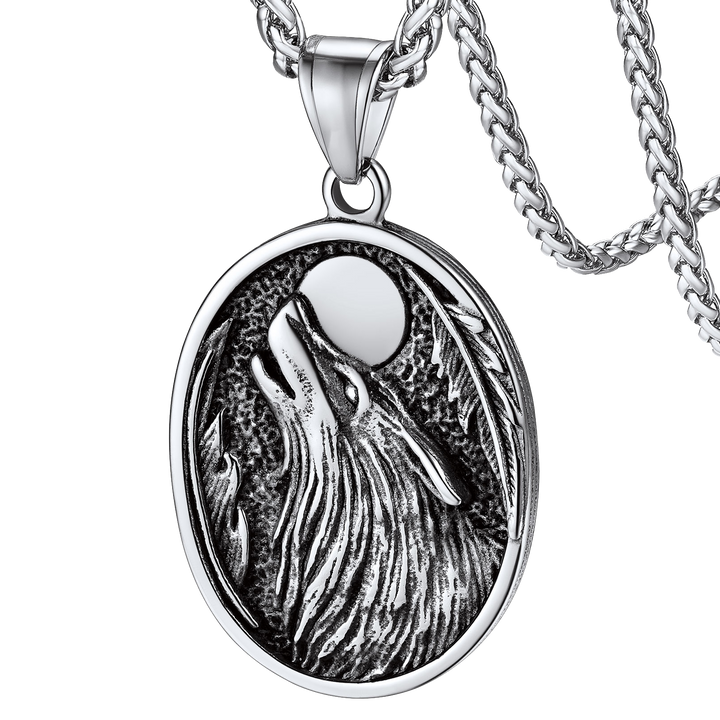 Norse Viking Wolf Pendant Necklace for Men