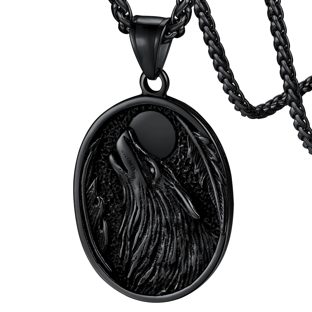 Norse Viking Wolf Pendant Necklace for Men