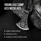 Battle Axe Viking Pendant Necklace with Compass For Men 5