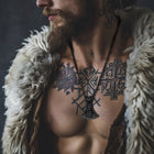 Battle Axe Viking Pendant Necklace with Compass For Men 2