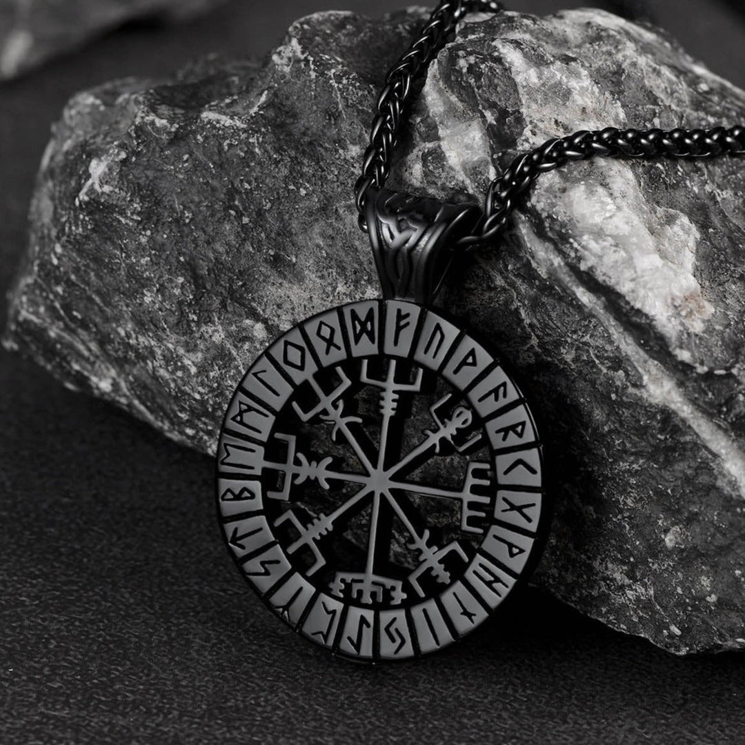 Viking Runes Vegvisir Compass Necklace Pendant For Men