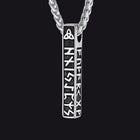 Engraved Viking Runes Bar Necklace Pendant Jewelry For Men 1