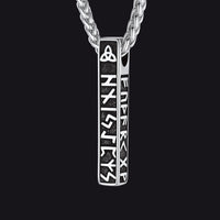 Engraved Viking Runes Bar Necklace Pendant Jewelry For Men