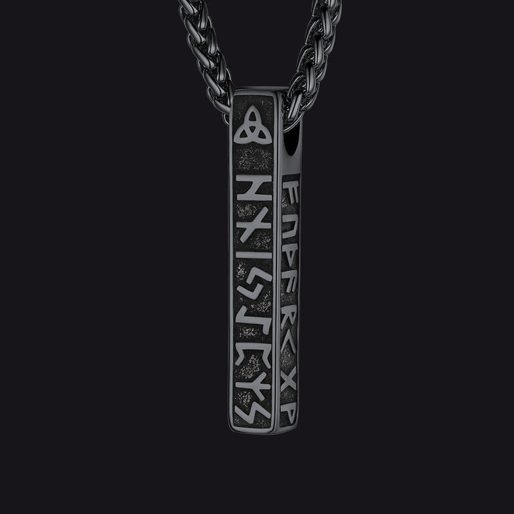 Engraved Viking Runes Bar Necklace Pendant Jewelry For Men