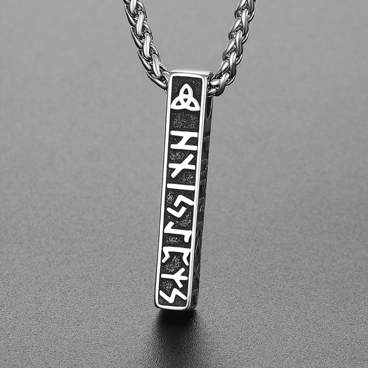Engraved Viking Runes Bar Necklace Pendant Jewelry For Men