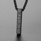 Engraved Viking Runes Bar Necklace Pendant Jewelry For Men 8