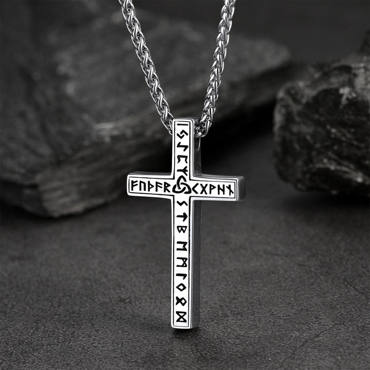 Viking Rune Cross Pendant Necklace for Men