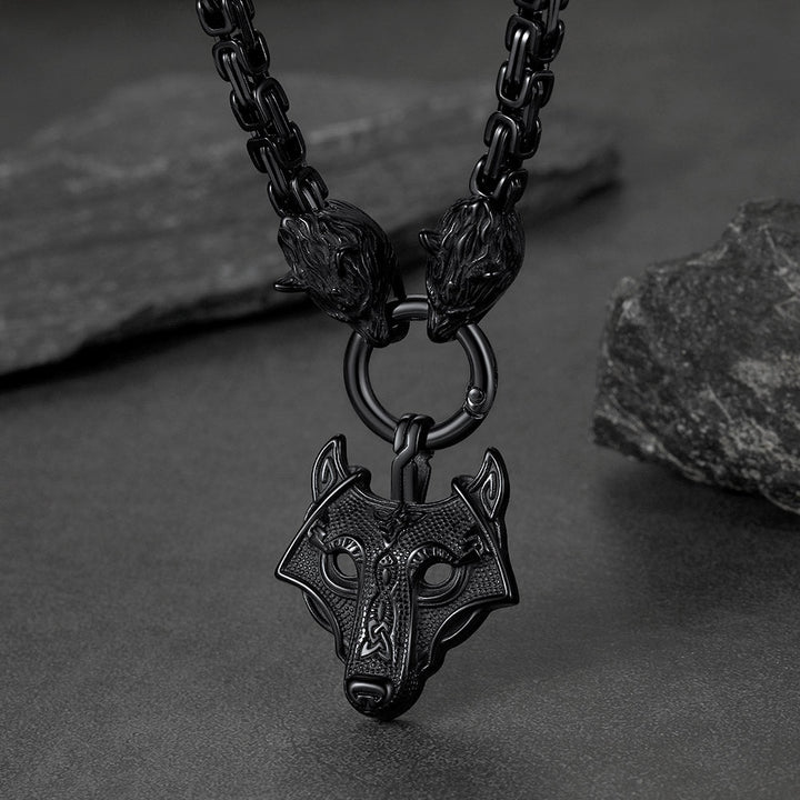 Viking Wolf Head Kings Chain & Fenrir Pendant Necklace