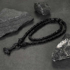 Viking Mjolnir Thor's Hammer Necklace with Wolf Head Kings Chain 6