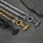 Viking Mjolnir Thor's Hammer Necklace with Wolf Head Kings Chain 2
