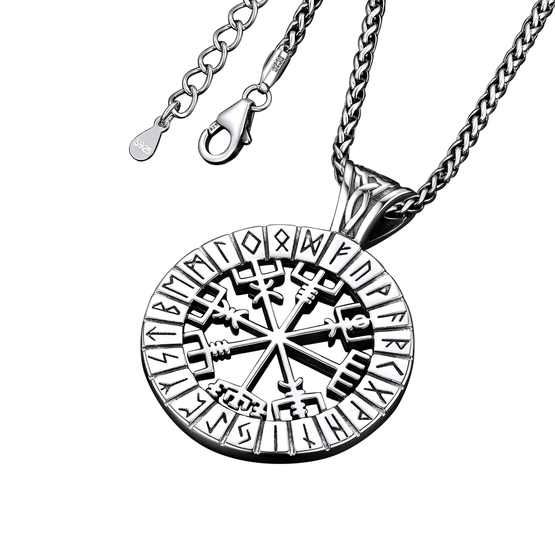 Viking Runes Vegvisir Compass Necklace Pendant For Men
