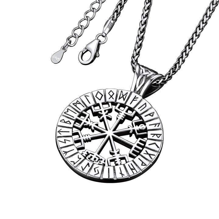 Viking Runes Vegvisir Compass Necklace Pendant For Men