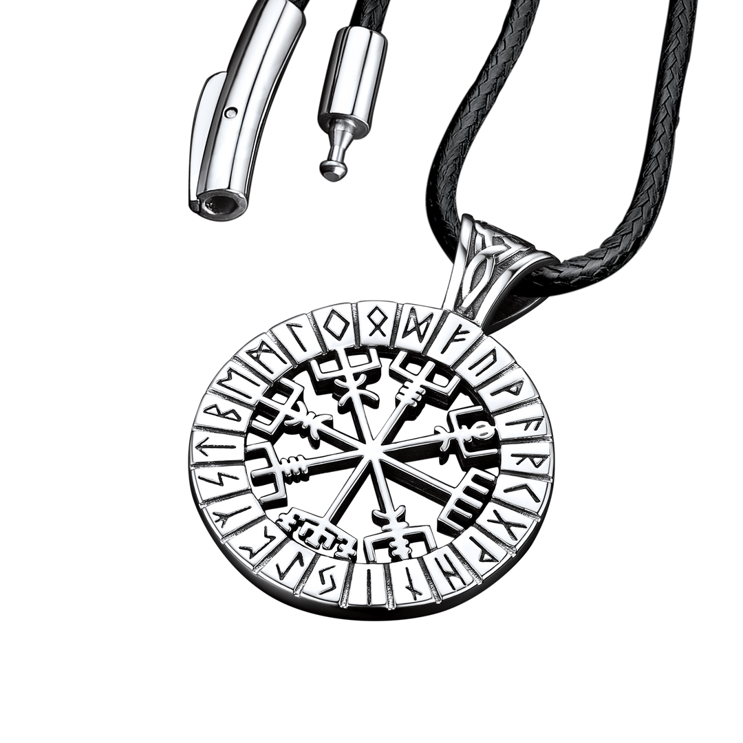 Viking Runes Vegvisir Compass Necklace Pendant For Men