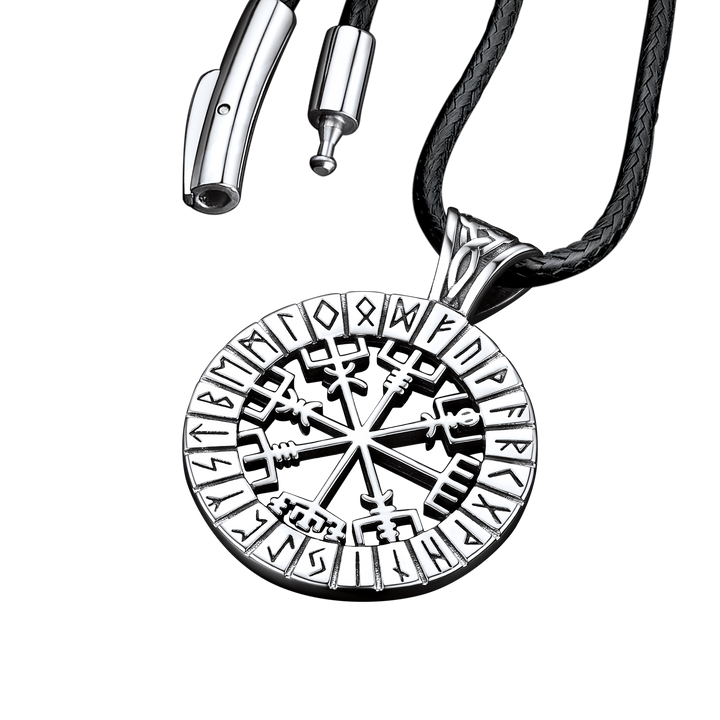 Viking Runes Vegvisir Compass Necklace Pendant For Men