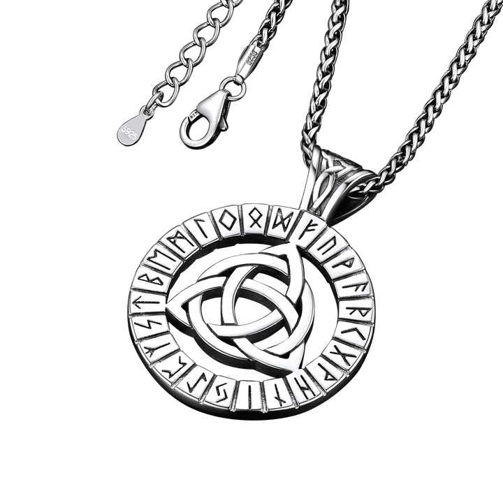 Celtic Knot Necklace with Viking Runes for Men